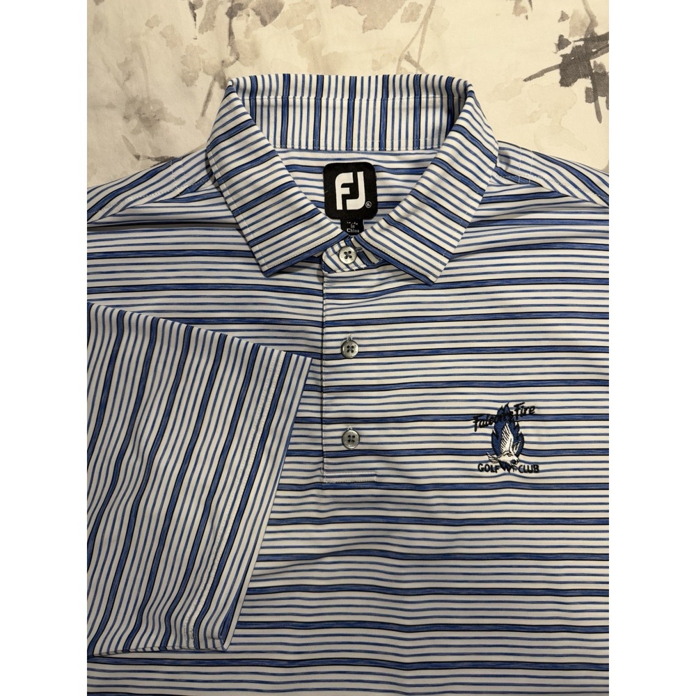 Footjoy Performance Striped Polo Falcon Fire Golf Club Stretch Tour Summer